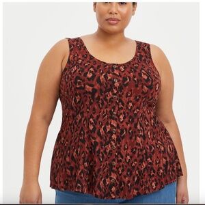 Torrid Leopard Red Fit And Flare Rayon Slub Tank Size 00X